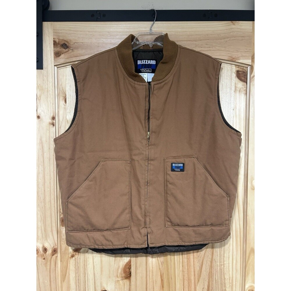 Vintage Walls Blizzard Pruf Insulated Work Vest Brown Zip Up Size XL
